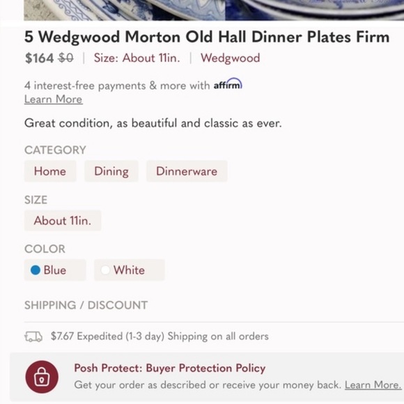 One Wedgwood Morton Old Hall Dinner Plate - Picture 16 of 16